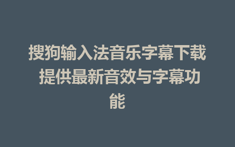 搜狗输入法音乐字幕下载 提供最新音效与字幕功能